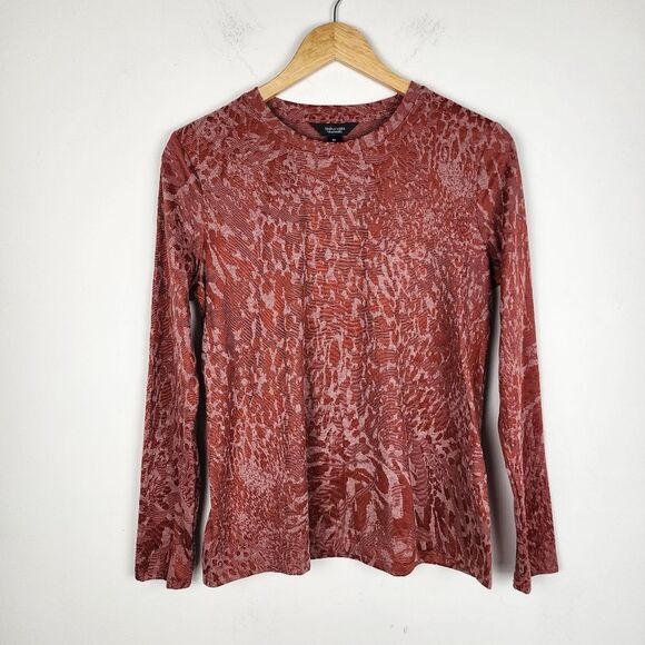 Simply Vera Vera Wang Textured Top Crewneck Long Sleeve Tee Knit Rust Size M - Picture 14 of 14